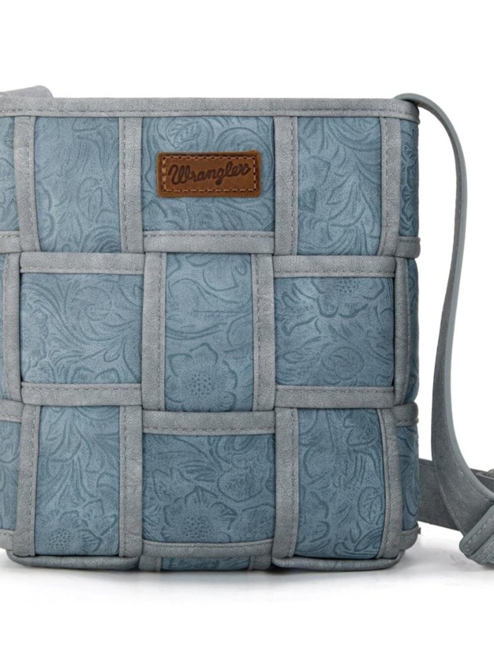 Wrangler Woven Crossbody Bag for Women Vintage Floral Tooled Cross Body Purse
